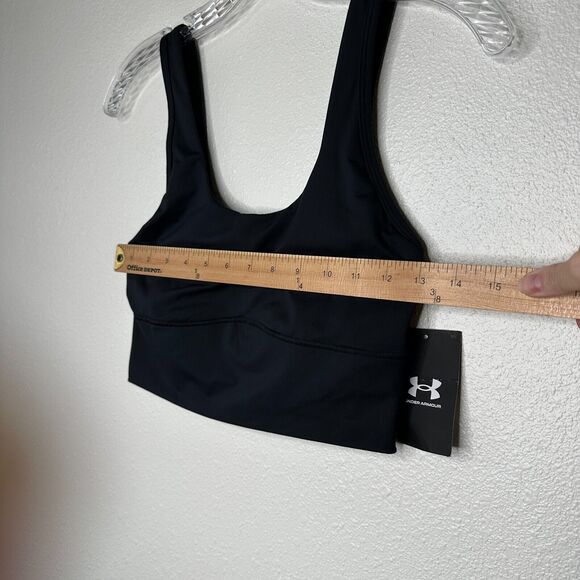 NWT Under Armour Black Meridian 4-Way Stretch Fitted Crop Tank Top Sports Bra S - Picture 14 of 15